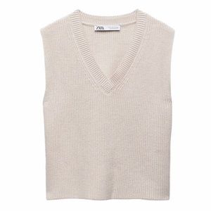 Zara Knit Cream Sweater Vest